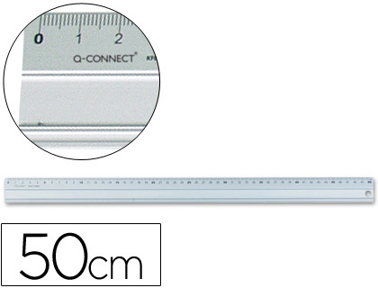 REGLA Q-CONNECT METALICA ALUMINIO 50 CM