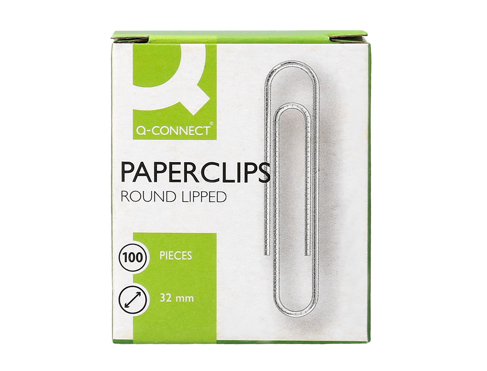 CLIPS NIQUELADOS Q-CONNECT Nº 32 MM CAJA DE 100 UNIDADES