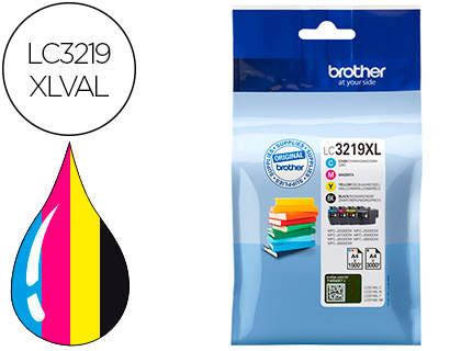 INK-JET BROTHER LC3219XLVAL MULTIPACK 4 COLORES NEGRO / AMARILLO / CIAN / MAGENTA ALTA CAPACIDAD 3000 PAG NEGRO