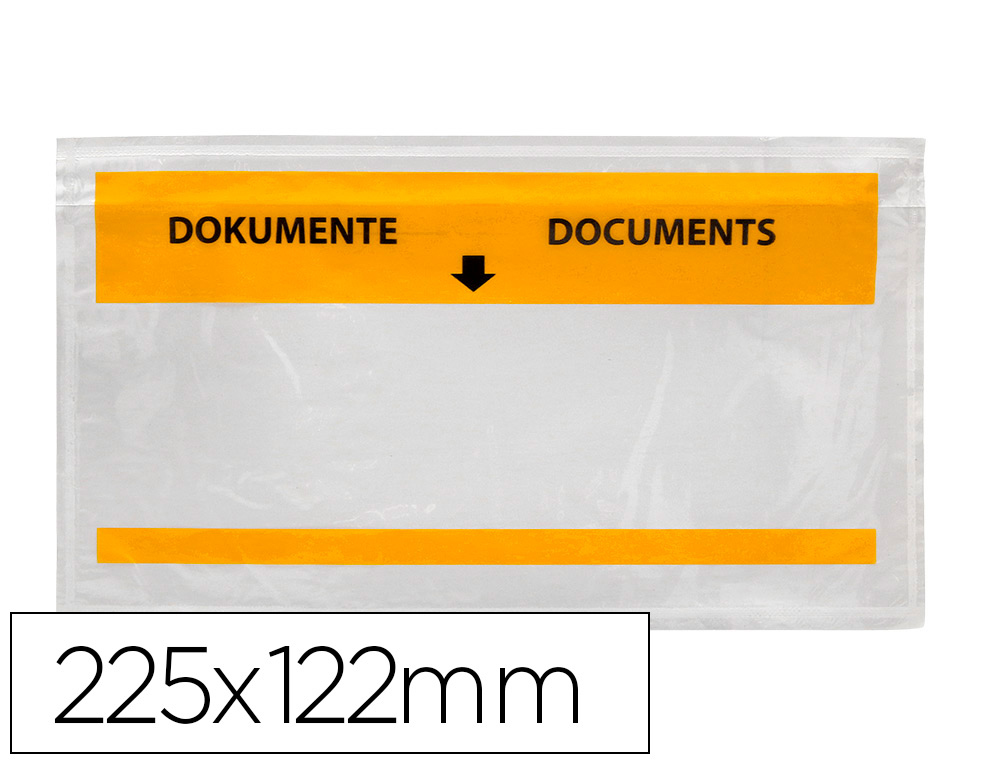 SOBRE AUTOADHESIVO Q-CONNECT PORTADOCUMENTOS MULTILINGUE 225X122 MM VENTANA TOTALMENTE TRANSPARENTE PAQUETE DE 1000