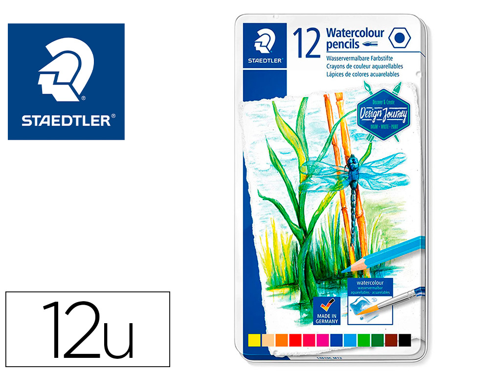 LAPICES DE COLORES STAEDTLER ACUARELABLES CAJA METAL DE 12 UNIDADES COLORES SURTIDOS