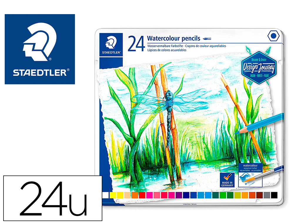 LAPICES DE COLORES STAEDTLER ACUARELABLES CAJA METAL DE 24 UNIDADES COLORES SURTIDOS