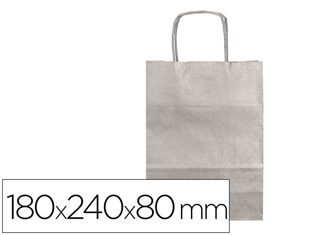 BOLSA PAPEL Q-CONNECT KRAFT PLATA XS CON ASA RETORCIDA 180X240X80 MM