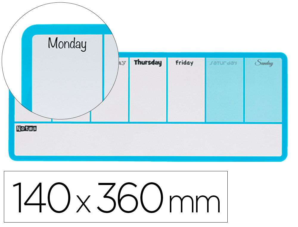 PLANIFICADOR SEMANAL NOBO MAGNETICO COLOR AZUL 140X360 MM