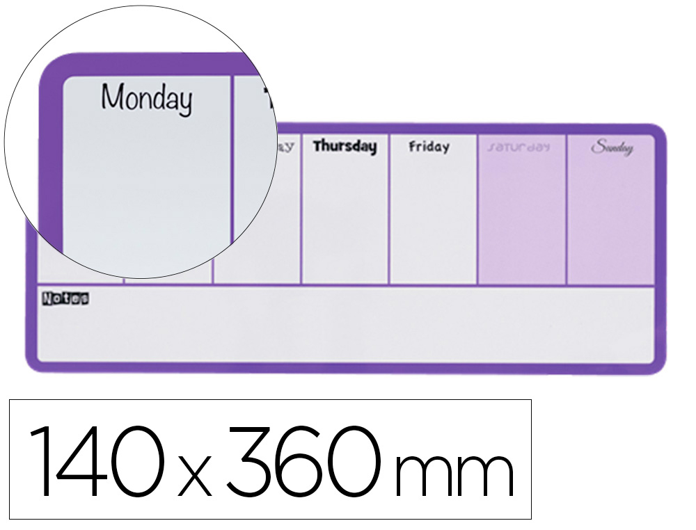 PLANIFICADOR SEMANAL NOBO MAGNETICO COLOR VIOLETA 140X360 MM