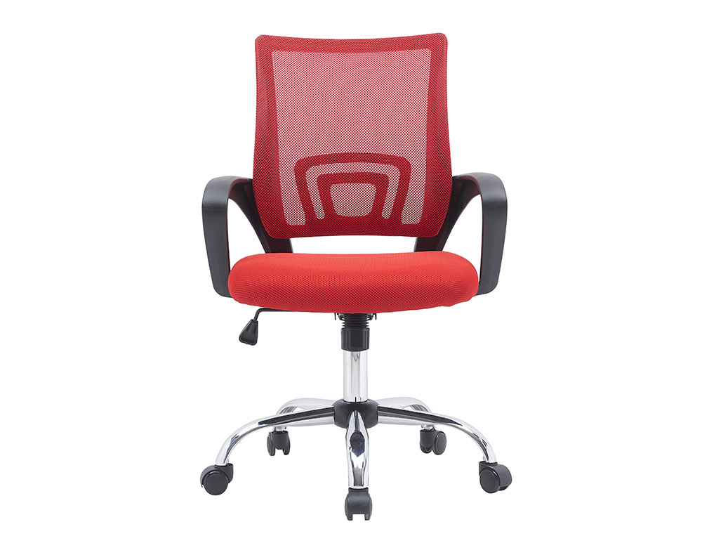 SILLA Q-CONNECT OFICINA SIENA MALLA BASE METALICA ALT MAX 1000 ANC 560 PROF 570 RUEDAS PREMIUM COLOR NEGRO ROJO