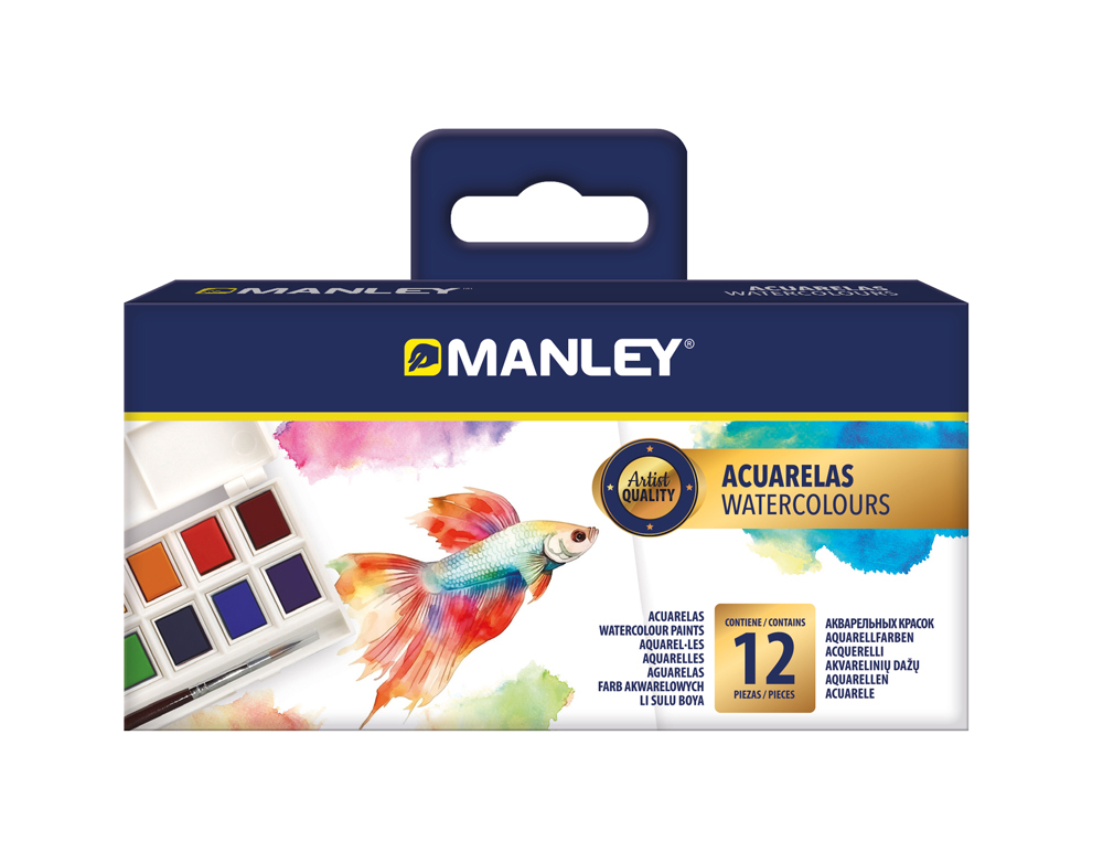 ACUARELA MANLEY 12 ML CAJA DE 12 UNIDADES COLORES SURTIDOS