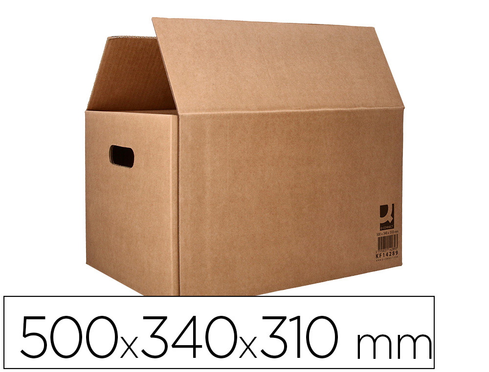 CAJA PARA EMBALAR Q-CONNECT AMERICANA ULTRARRESISTENTE CONASAS CARTON CANAL DOBLE 7 MM COLOR KRAFT 500X340X310 MM