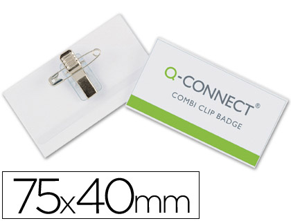 IDENTIFICADOR Q-CONNECT CON PINZA E IMPERDIBLE KF01568 40X75 MM