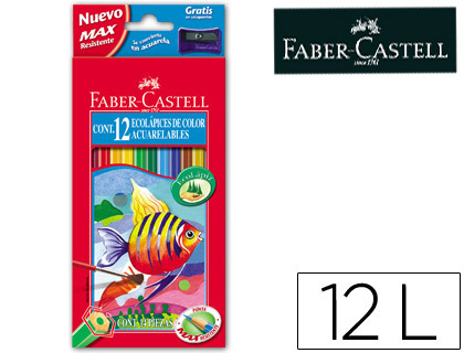 LAPICES DE COLORES FABER CASTELL ACUARELABLES CAJA DE 12 UNIDADES COLORES SURTIDOS