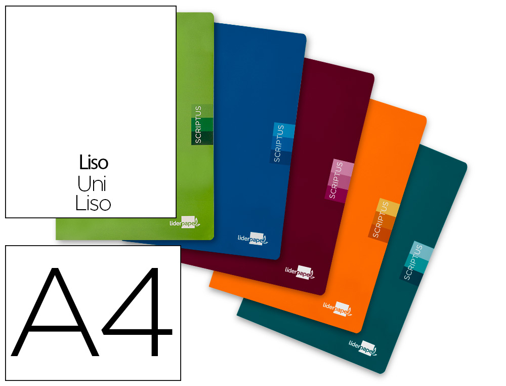 LIBRETA LIDERPAPEL SCRIPTUS A4 48 HOJAS 90G/M2 LISO SIN MARGEN