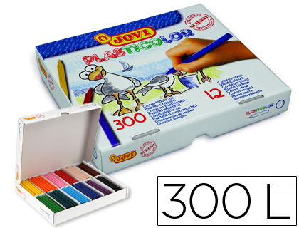 LAPICES CERA JOVI PLASTICOLOR CAJA DE 300 UNIDADES 25 COLORES SURTIDOS