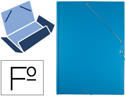 CARPETA LIDERPAPEL GOMAS FOLIO 3 SOLAPAS CARTON FORRADO PVC AZUL