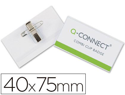 IDENTIFICADOR Q-CONNECT CON PINZA E IMPERDIBLE KF17457 40X75 MM